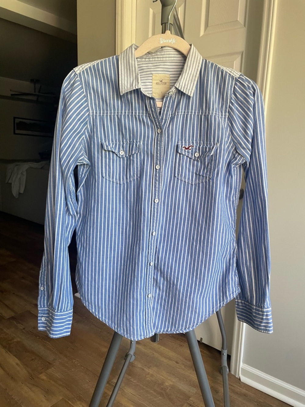 Y2K Hollister Blue Stripe Button-Down Shirt